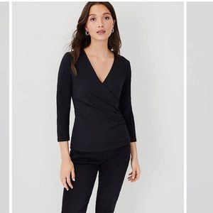 Cashmere Wrap Sweater Ann Taylor Black Draped Women’s S Soft Winter Sexy V Neck
